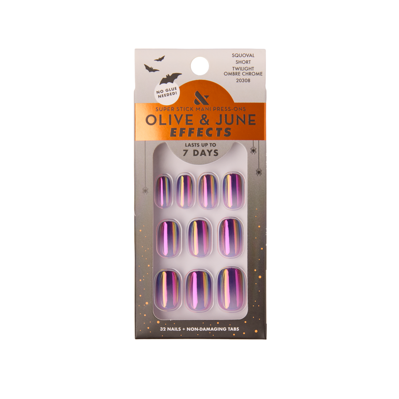 Twilight Ombre Chrome - Tab Press-On | Short | Squoval