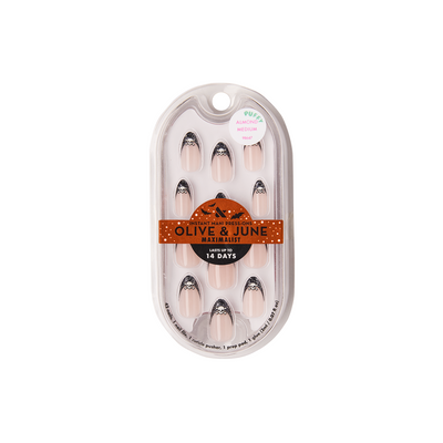 Crossbones Glitter French - Press-On | Medium | Almond Crossbones Glitter French - Press-On | Medium | Almond  Press-On
