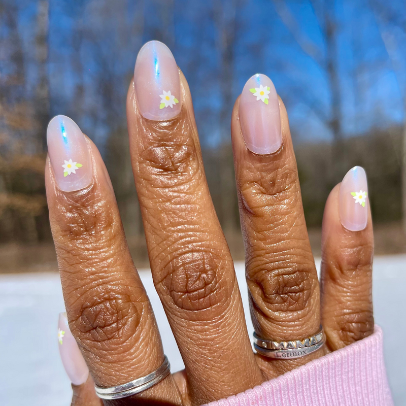 picture of Iridescent Floating Flower - Press-On | Medium | Oval