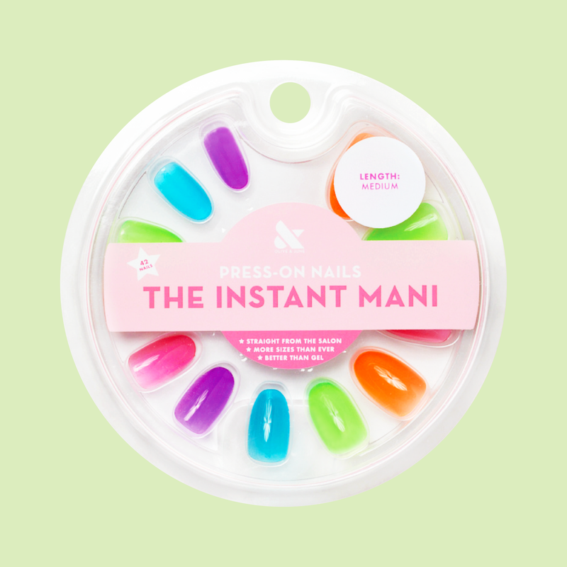 Neon Rainbow Jelly - Press-On | Medium | Oval 