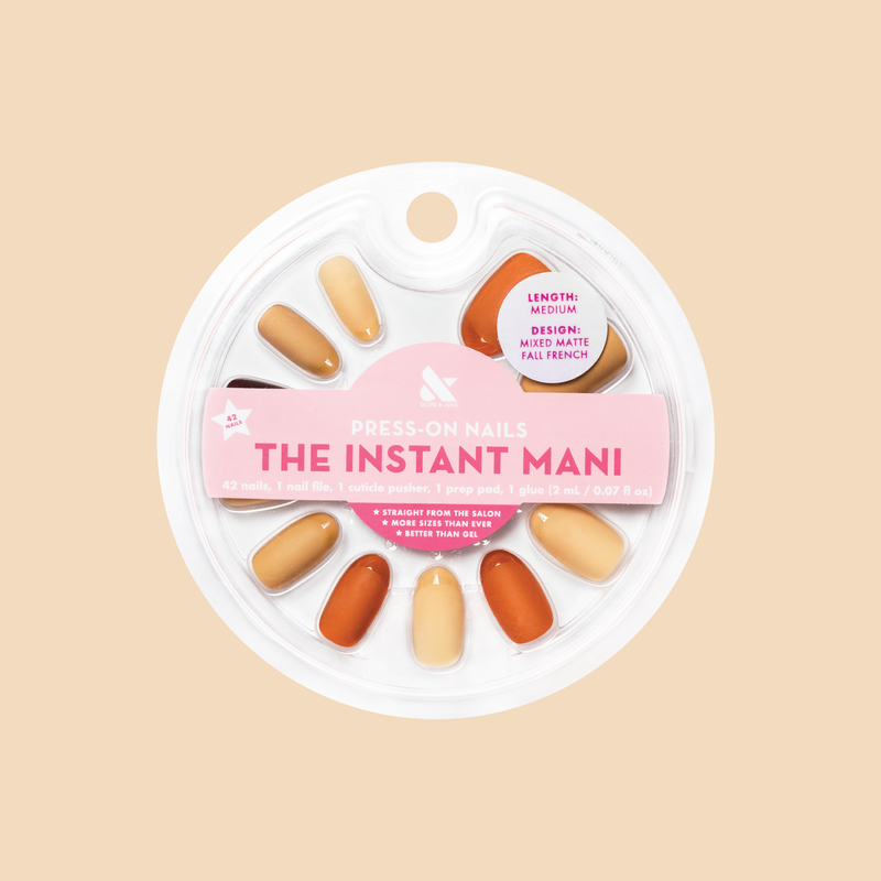 Mixed Matte Fall French - Press-On | Medium | Oval 