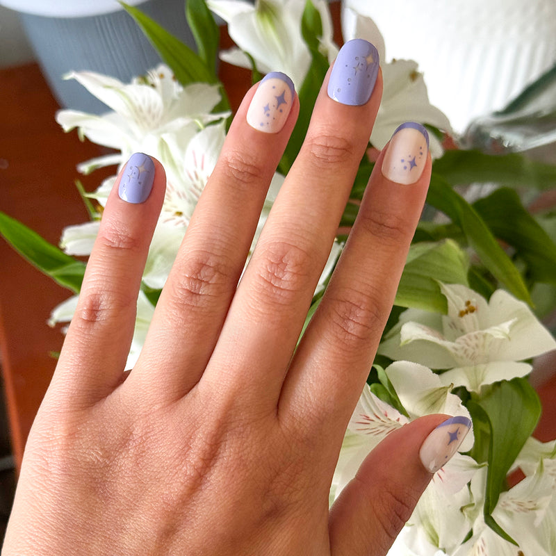 Mixed Purple Sparkle | Extra Short | Round - Tab Press-On - Tab Press-On