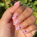 Valentine Mini Polish Set nails with soft pink polish and silver heart sequins for a charming at-home manicure look thumbnail
