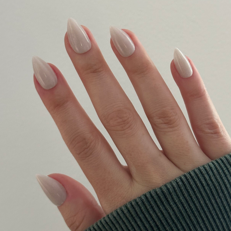 picture of Neutral Iridescent Velvet - Press-On | Medium | Stiletto