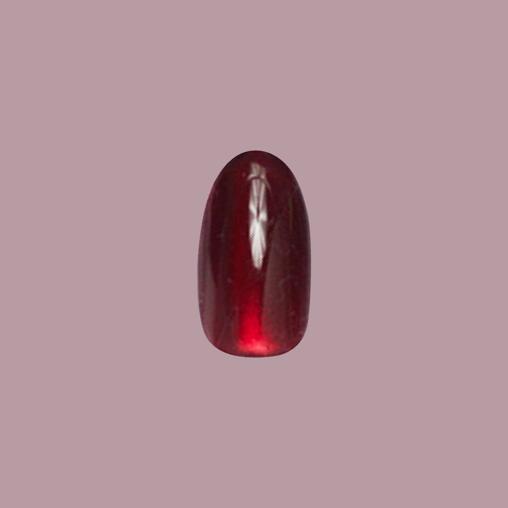 Obsessed Velvet - Press-On | Medium | Oval deep red cat eye velvet finish false nail for at home mani