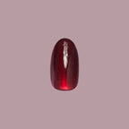 Obsessed Velvet - Press-On | Medium | Oval deep red cat eye velvet finish false nail for at home mani