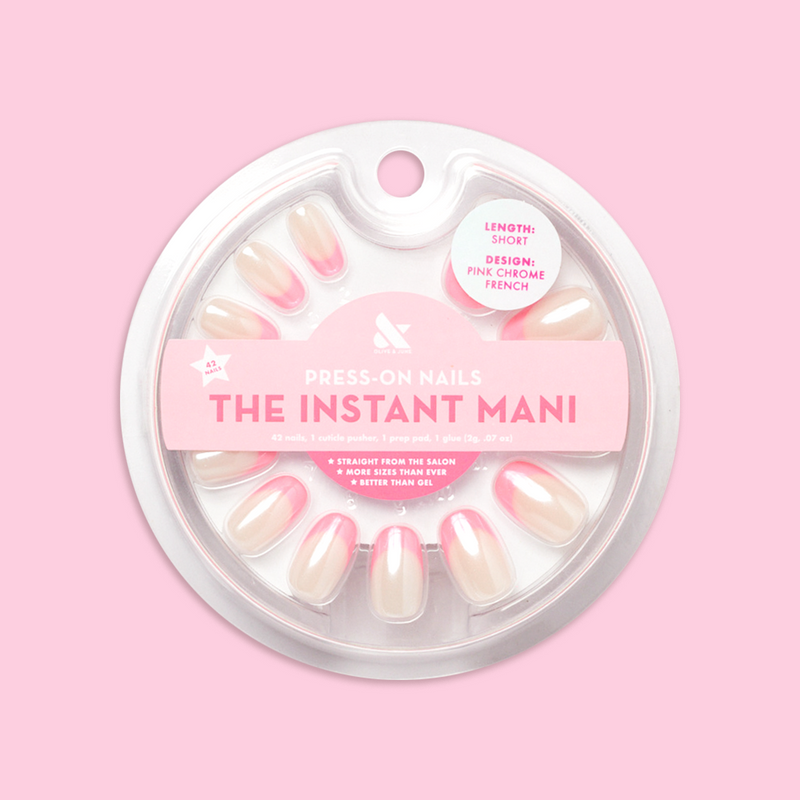 Pink Chrome French - Press-On | Short | Round 