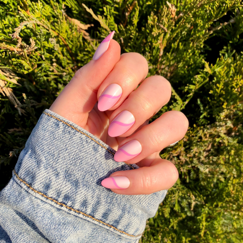 picture of Pink Simple Twist - Press-On | Medium | Almond