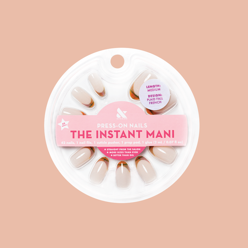 Plaid Fall French - Press-On | Medium | Oval 