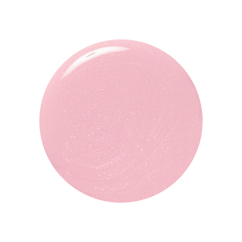 Shimmery princess pink gel polish swatch of Crown showing a smooth, glossy finish for at-home manicures and pedicures