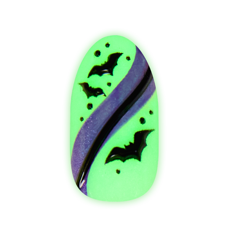 Puffy Bat Swirls - Press-On | Medium | Oval