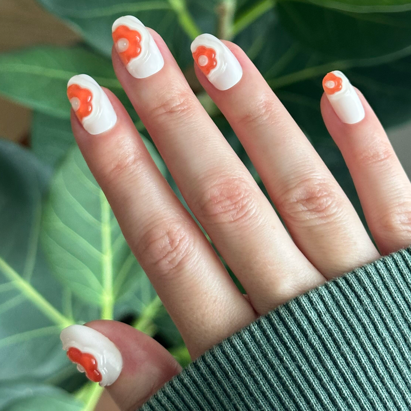 picture of Puffy Bubble Flowers - Press-On | Short | Round