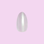 Purple Puka - Press-On | Medium | Almond showing iridescent lavender false nail with almond shape on pale pink background