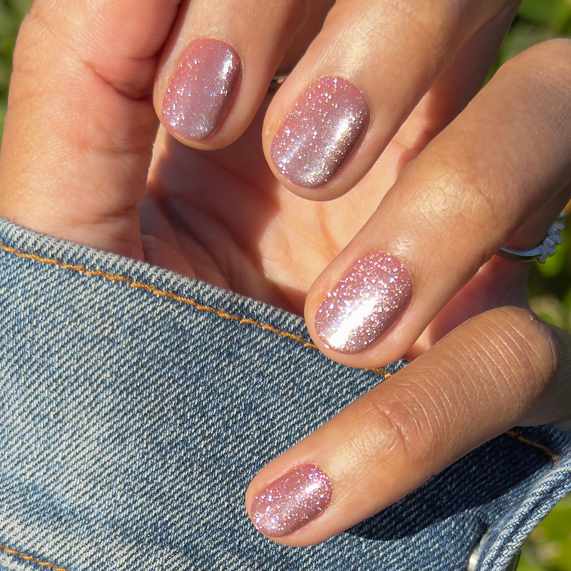 Shacket velvet, deep mauve with sparkles customer hand