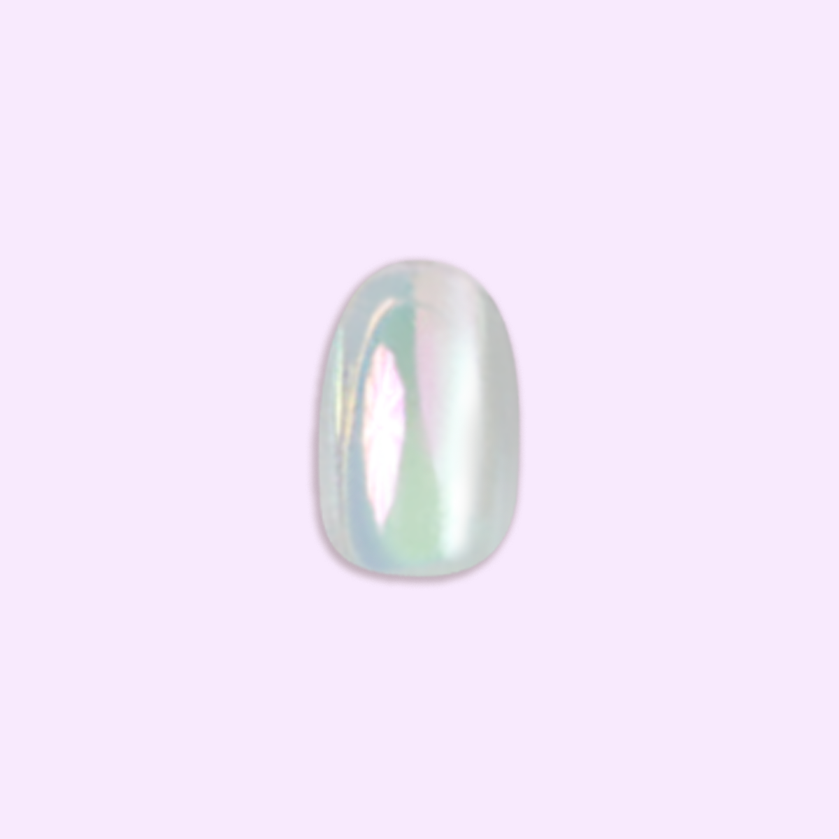 Sheer Lavender Shimmer - Press-On | Extra Short | Round showing iridescent lavender shimmer false nail on soft purple background