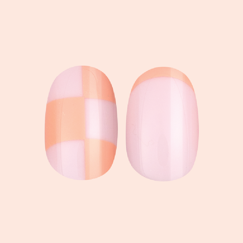 picture of Sherbet Checker Party | Short | Round - Tab Press-On