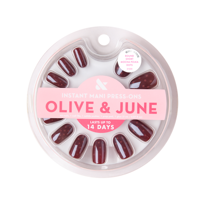 Cherry Mocha Polka Dots - Press-On | Short | Round Cherry Mocha Polka Dots - Press-On | Short | Round  Press-On