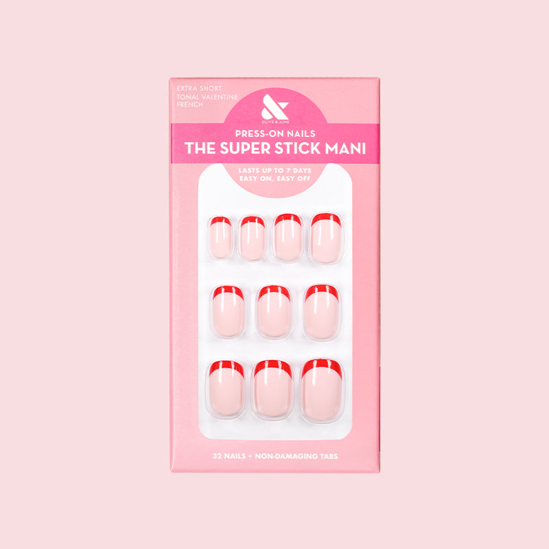 picture of Tonal Valentine French | Extra Short | Squoval - Tab Press-On