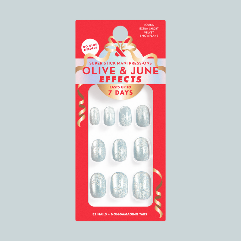 Velvet Snowflake - Tab Press-On | Extra Short | Round 