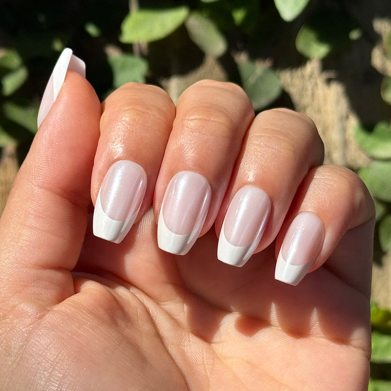 picture of White Chrome French - Press-On | Medium | Coffin