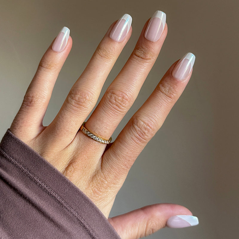 picture of White Chrome French - Press-On | Medium | Coffin