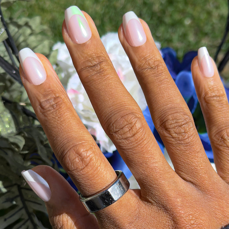 picture of White Chrome French - Press-On | Medium | Coffin