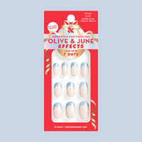 Winter Blues Chrome French - Tab Press-On | Short | Round 