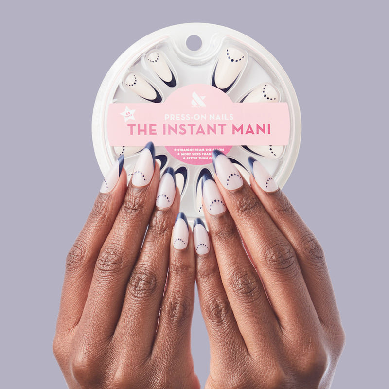 Dotted French - Press-On | Long | Almond 