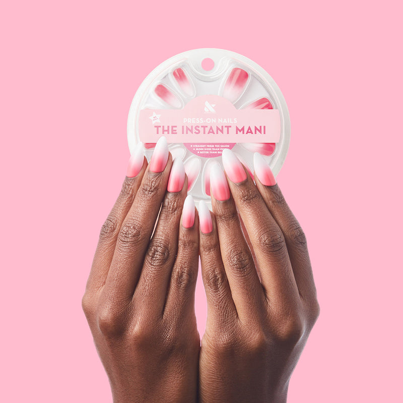 Hot Strawberry Gradient - Press-On | Long | Almond 