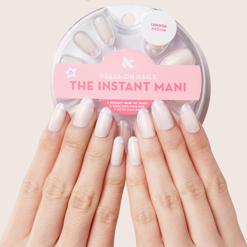 Gingham French - Press-On | Medium | Oval 