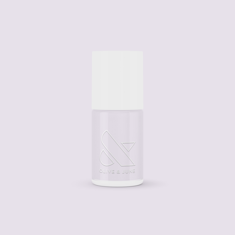 TT fifth image  Bottle of TT gel polish in a soft almost-pastel lavender with subtle grey undertones for at-home manicures