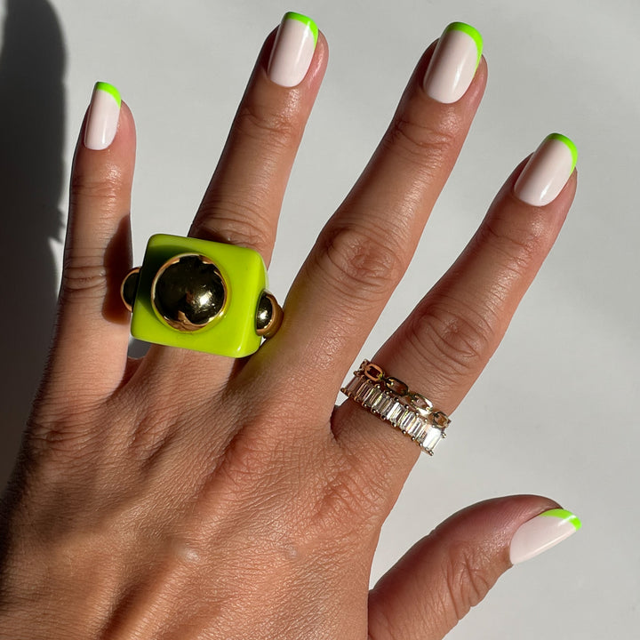 picture of Neon Lime French | Squoval | Short