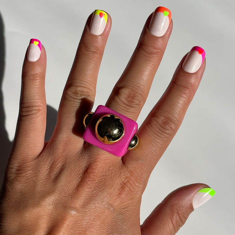 picture of Neon Heart French | Squoval | Extra Short