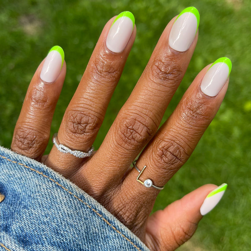 Neon Lime French | Oval | Medium – CM Nails Supply