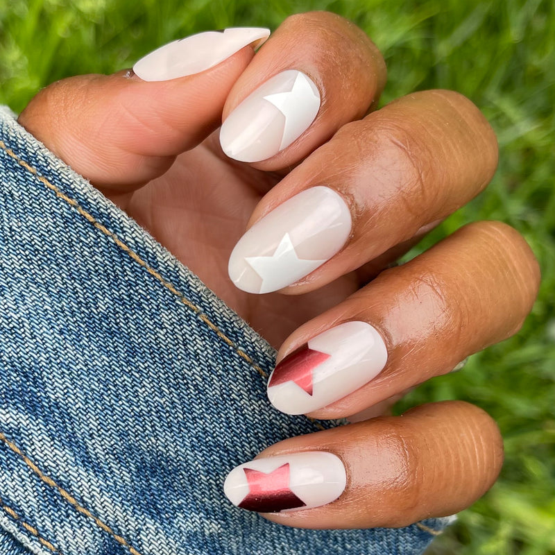 Super Festive Stars | Oval | Medium - Press-On