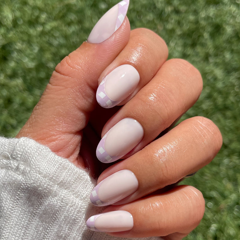 picture of Gingham French - Press-On | Medium | Oval