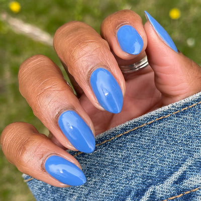 Blue Canoe polish on another customer hand