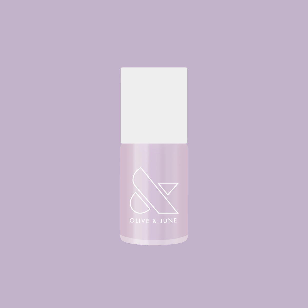Bottle of Olive and June Purple Puka nail polish in milky lavender iridescent gel polish for long-lasting manicures
