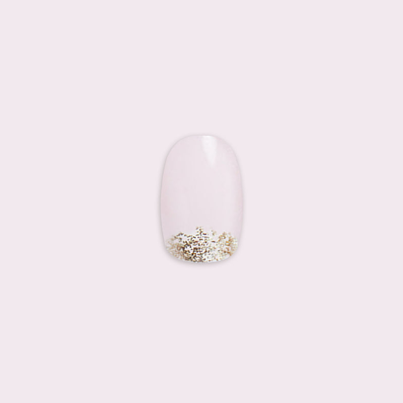 Half Moon Glitter Gradient | Round | Short - Press-On