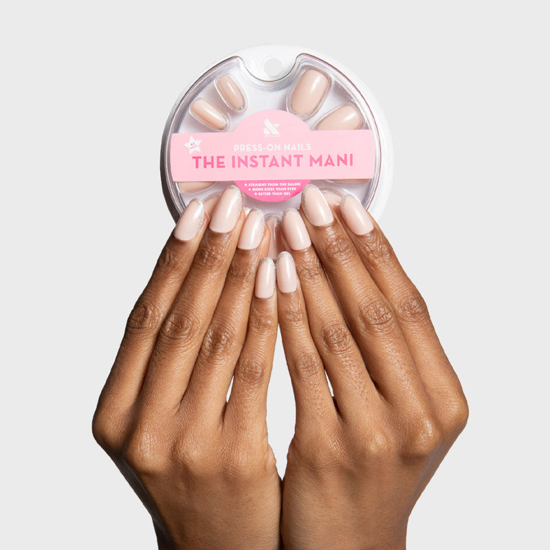 Exclamation Point Glitter French Press-Ons | Oval | Medium 