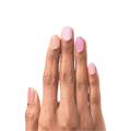 Create Your Own Ombré | natural hand with medium-length nails in soft gradient shades of peach, pink, and lavender manicure