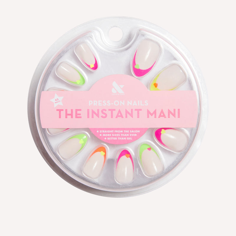 Neon Heart French | Almond | Medium 