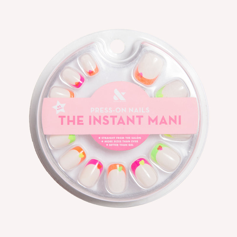 Neon Heart French | Squoval | Extra Short 