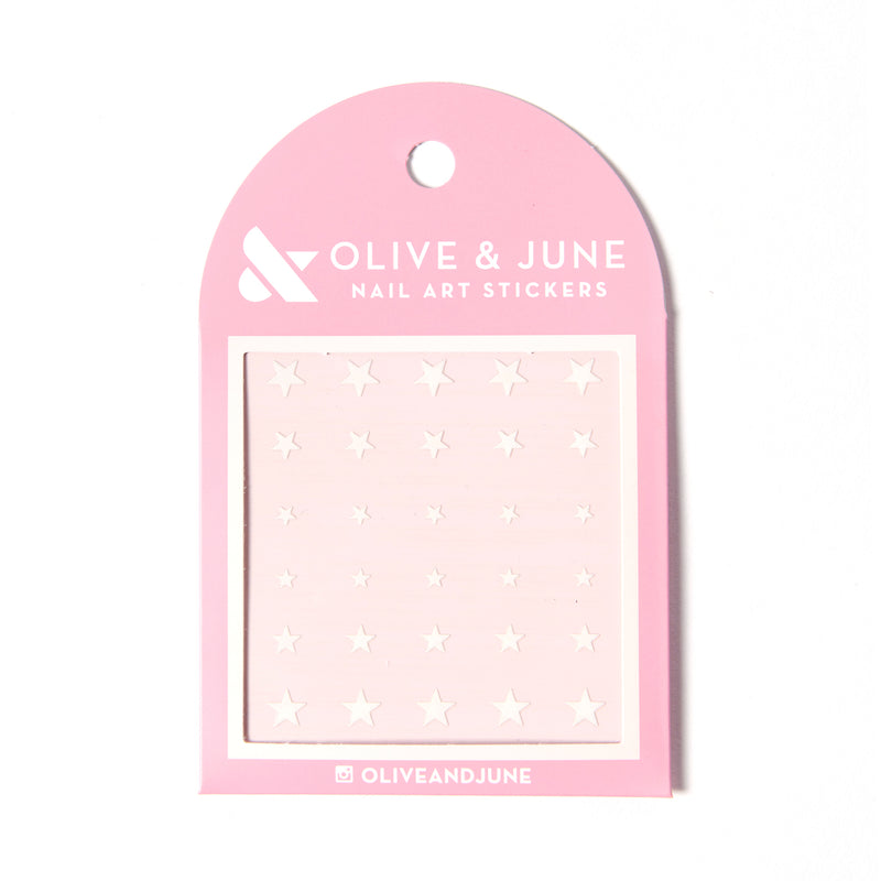 Olive and June Stars nail art stickers in various sizes on transparent backing for mani and manicure decoration