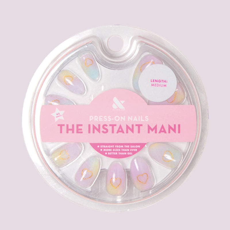 Glitter Heart Ombre | Almond | Medium 