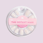 Pastel Rainbow French - Press-On | Medium | Oval nails with subtle pastel tips on milky white base for an easy mani