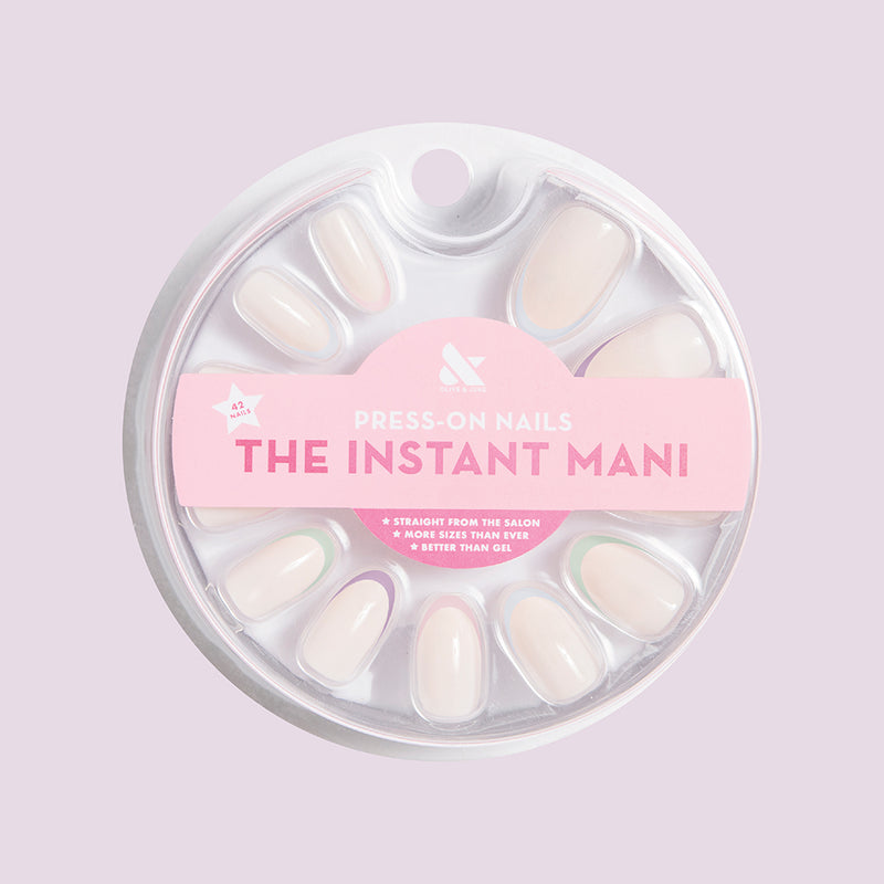 Pastel Rainbow French - Press-On | Medium | Oval 