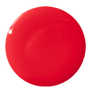 Close-up of bright orangey red Picante nail polish swatch showcasing glossy finish and rich color for manicure use