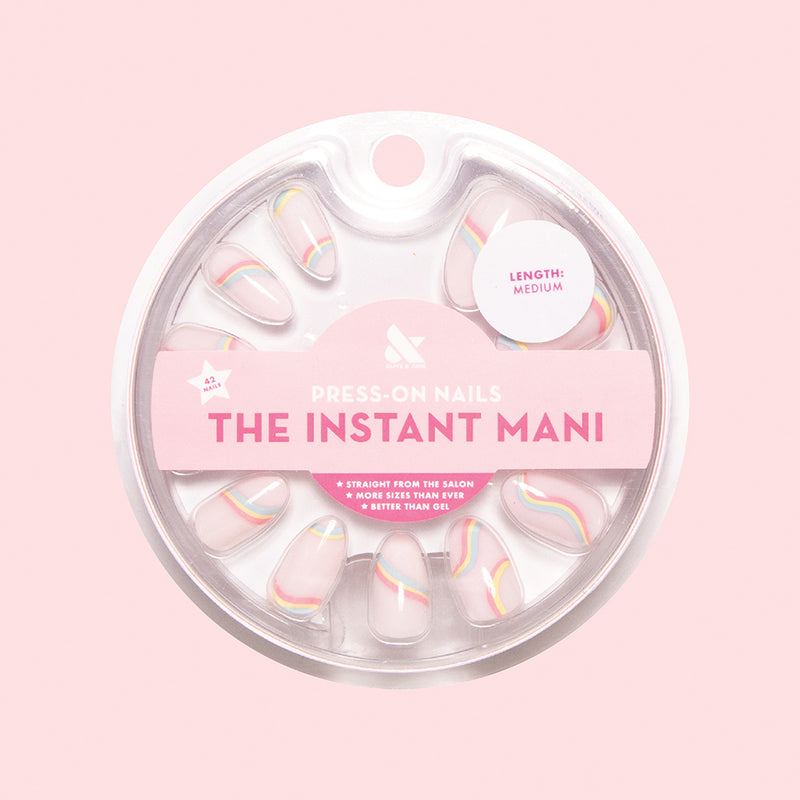 Rainbow Swirl - Press-On | Medium | Almond 