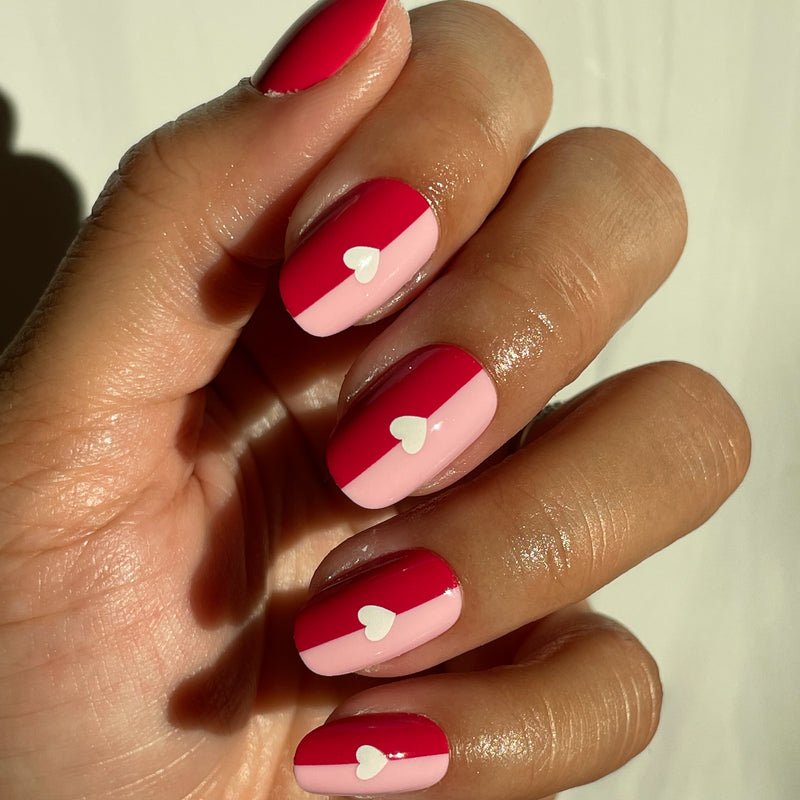 picture of Colorblock Heart - Press-On | Short | Round